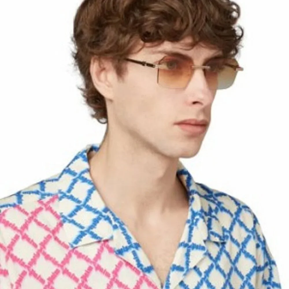Palm Angels PERI10G QUARTZ 7607 Sunglasses Gold Geometric Frame, Grey Lenses